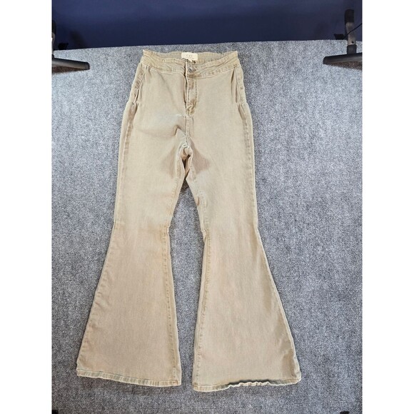Chelsea & Violet Denim - Chelsea & Violet Wide Leg Jeans Womens 27 Tan Flare High Rise Denim Pants